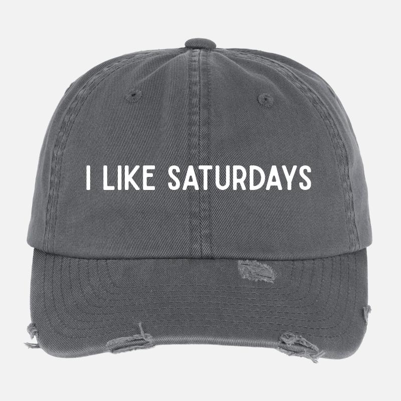I Like Saturdays Minimalist Weekend Mood Flexfit Vintage Destroyed Cap
