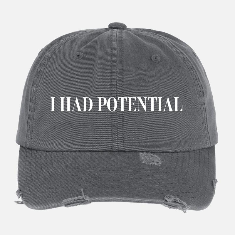 I Had Potential Funny Saying Sarcasm Flexfit Vintage Destroyed Cap