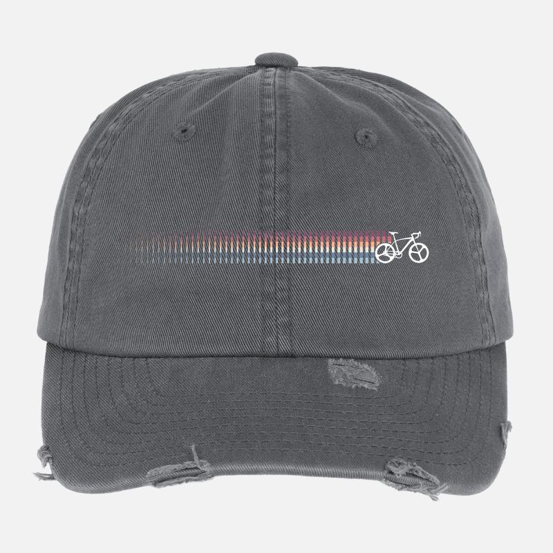 Rainbow Gradient Bicycle Silhouette Flexfit Vintage Destroyed Cap