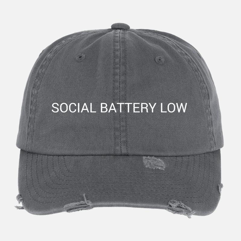 Batterie sociale faible – Conception de texte introvertie Casquette vintage effet usé Flexfit