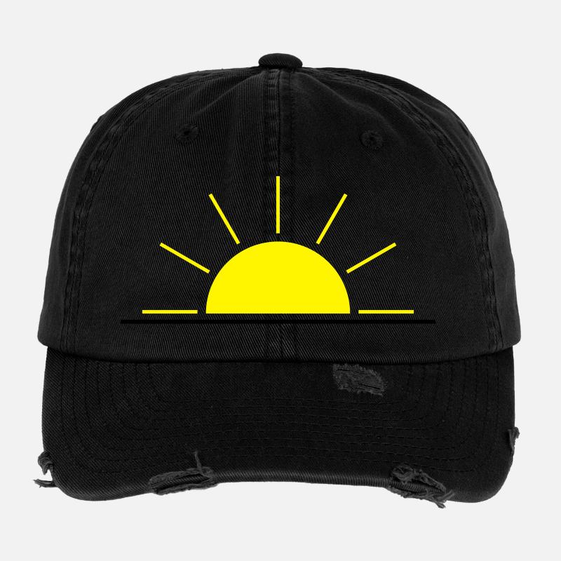 Soleil levant ou couchant jaune Casquette vintage effet usé Flexfit