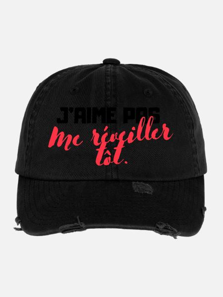 Anti-matinal - T-shirt humoristique - Casquette vintage effet usé Flexfit - noir - Devant