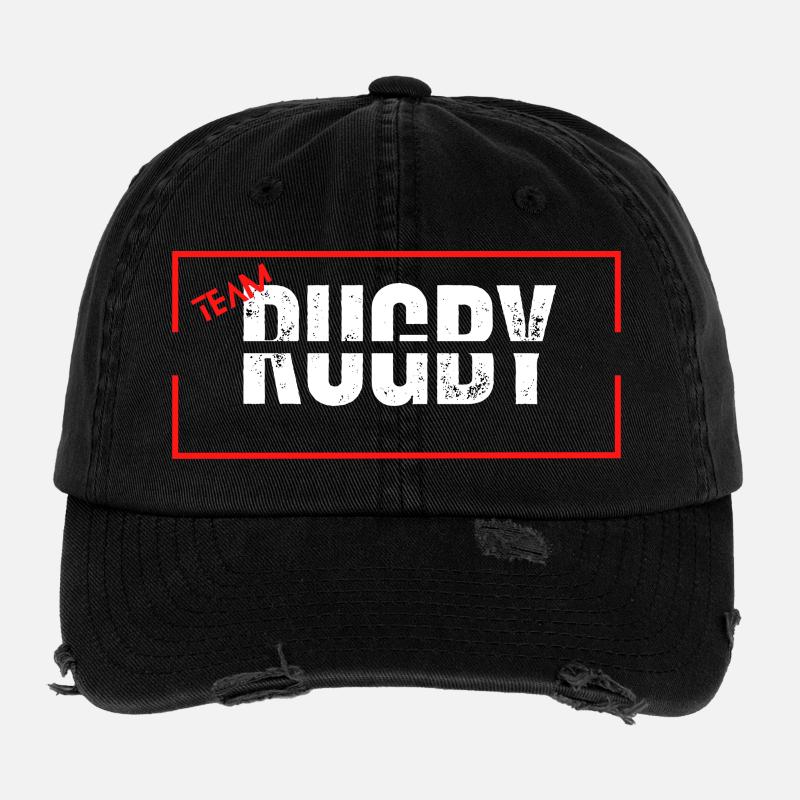 Team rugby red - Casquette vintage effet usé Flexfit - noir