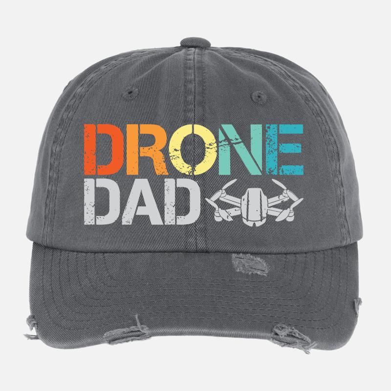 drone dad retro vintage design drone flight icon Flexfit Vintage Destroyed Cap