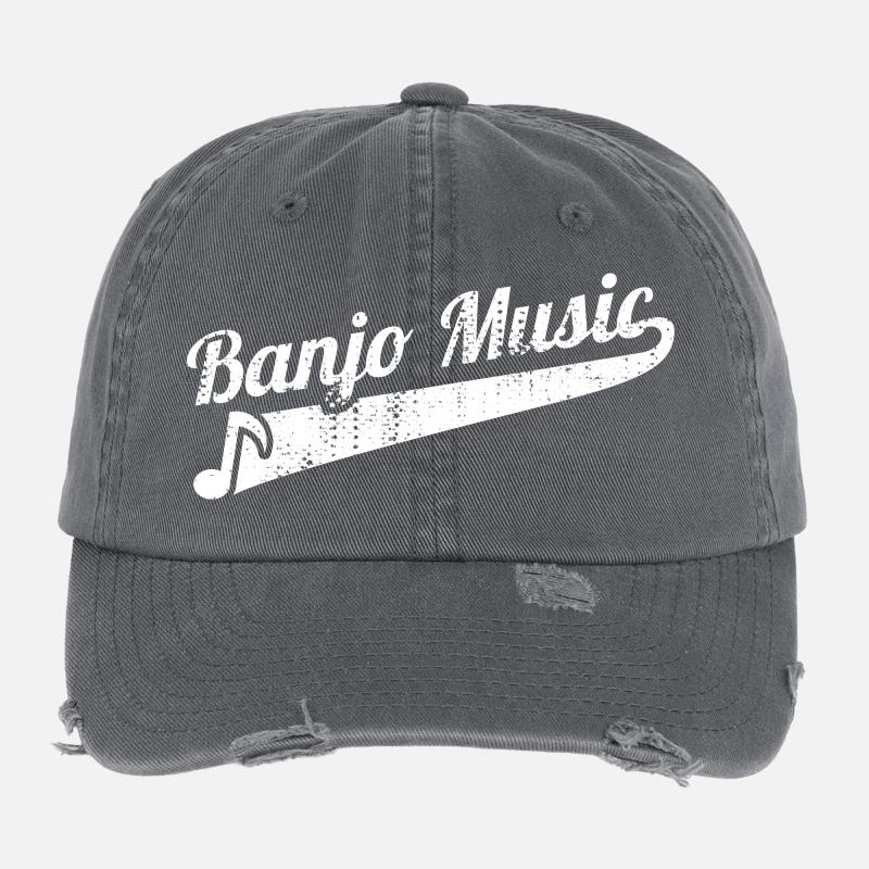Funny Banjo Music Flexfit Vintage Destroyed Cap