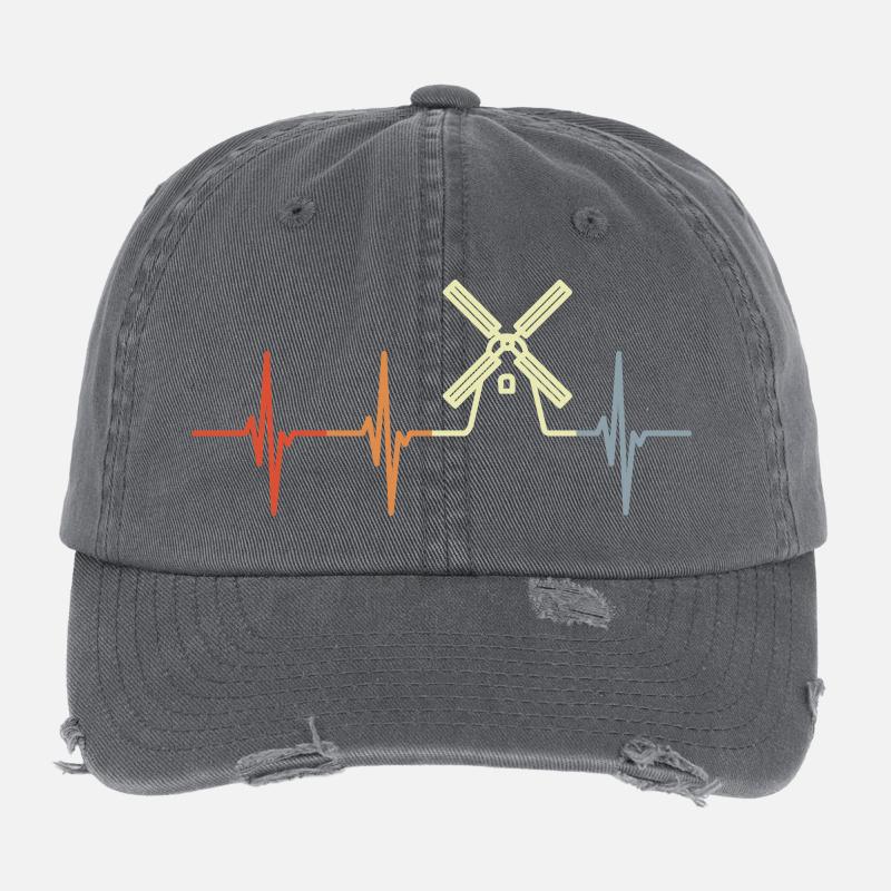 Cardiogramme du moulin à vent Casquette vintage effet usé Flexfit