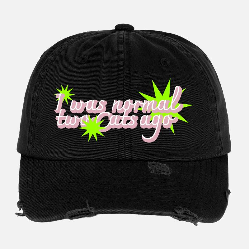 Deux chats trop tard Catlady folle Casquette vintage effet usé Flexfit