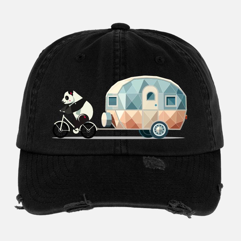 Panda with caravan – Charming travel design Flexfit Vintage Destroyed Cap