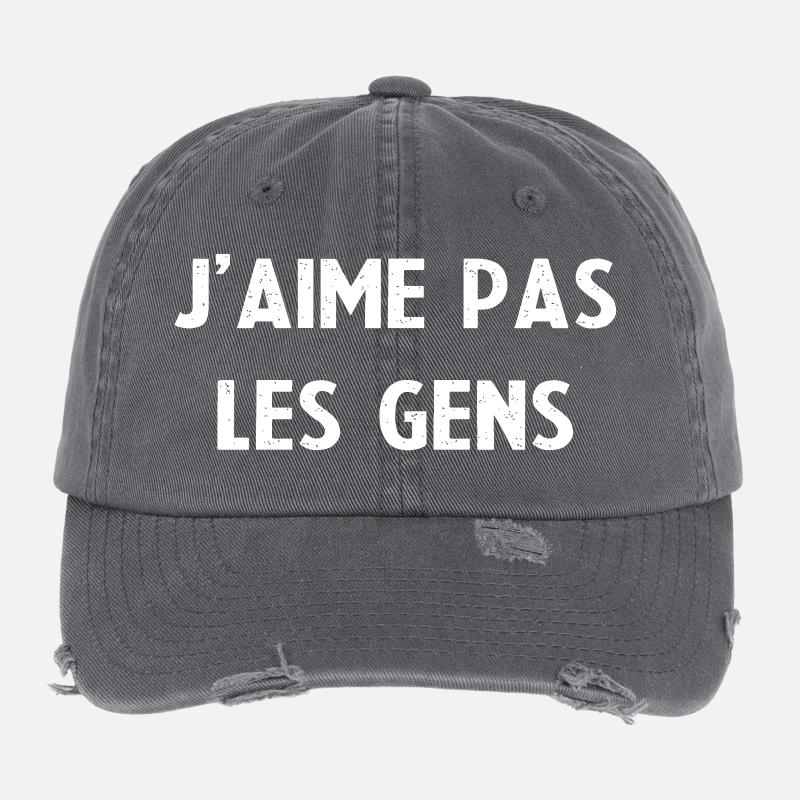 J'aime pas les gens Casquette vintage effet usé Flexfit