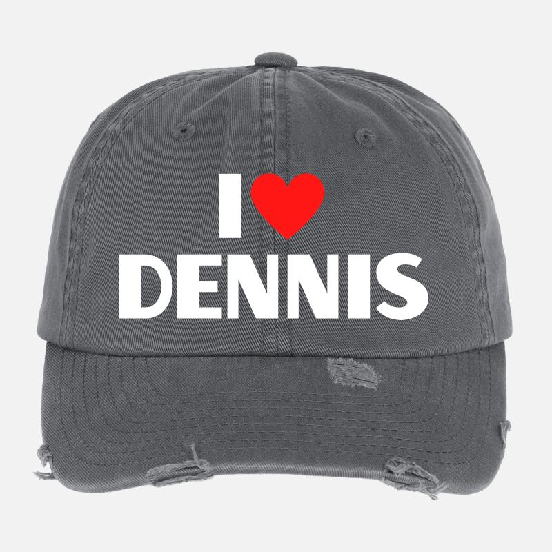 I love Dennis Rotes Herz Romantischer Name Fan Flexfit Vintage Destroyed Cap