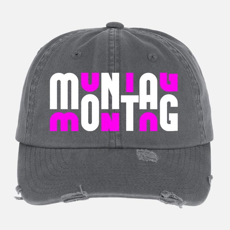 Lundi Blanc/Rose Casquette vintage effet usé Flexfit