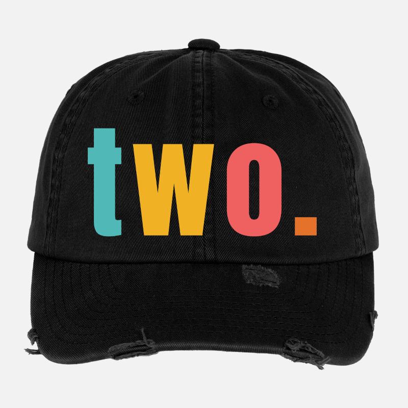Two Zwei Jahre 2. Geburtstag Text Schrift Bunt Flexfit Vintage Destroyed Cap
