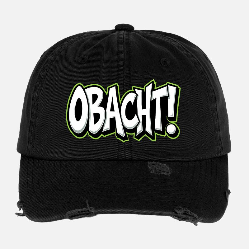 Obacht Bayerischer Spruch Dialekt Warnung Flexfit Vintage Destroyed Cap