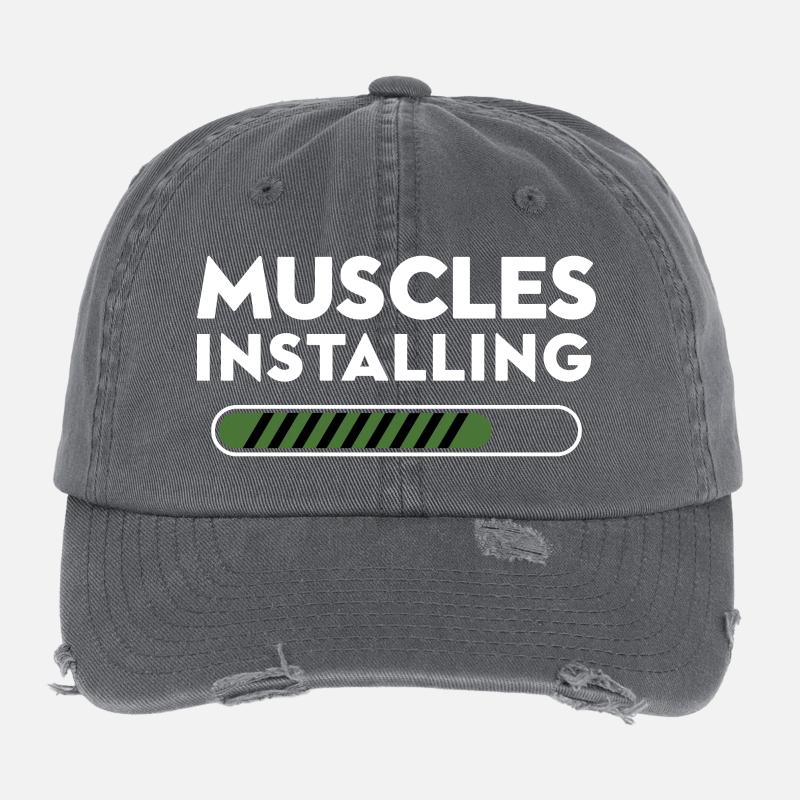 Muscles Installing Fortschritt Grafik Flexfit Vintage Destroyed Cap