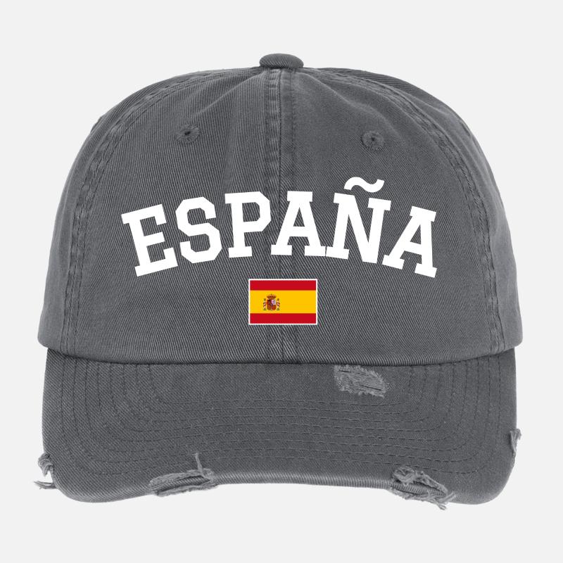 Drapeau espagnol Dessin blanc Casquette vintage effet usé Flexfit
