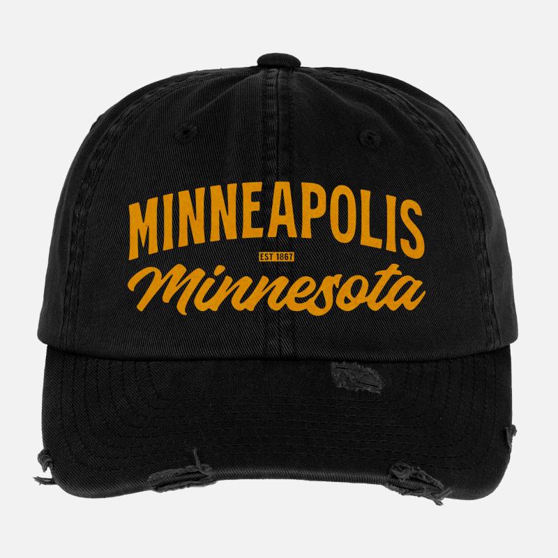 Minneapolis Script Vintage Orange Flexfit Vintage Destroyed Cap