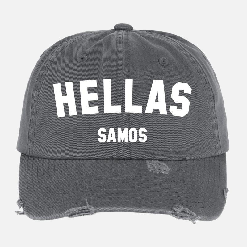 HELLAS SAMOS Griechenland Flexfit Vintage Destroyed Cap