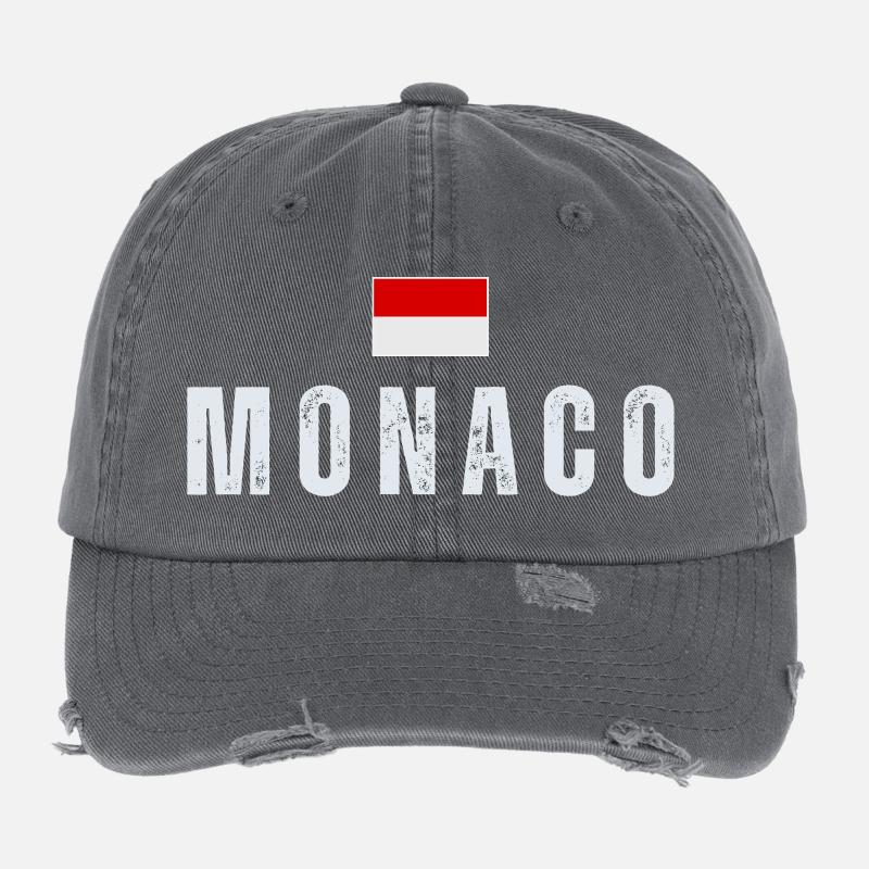 Monaco flag, Monegasque pride Flexfit Vintage Destroyed Cap