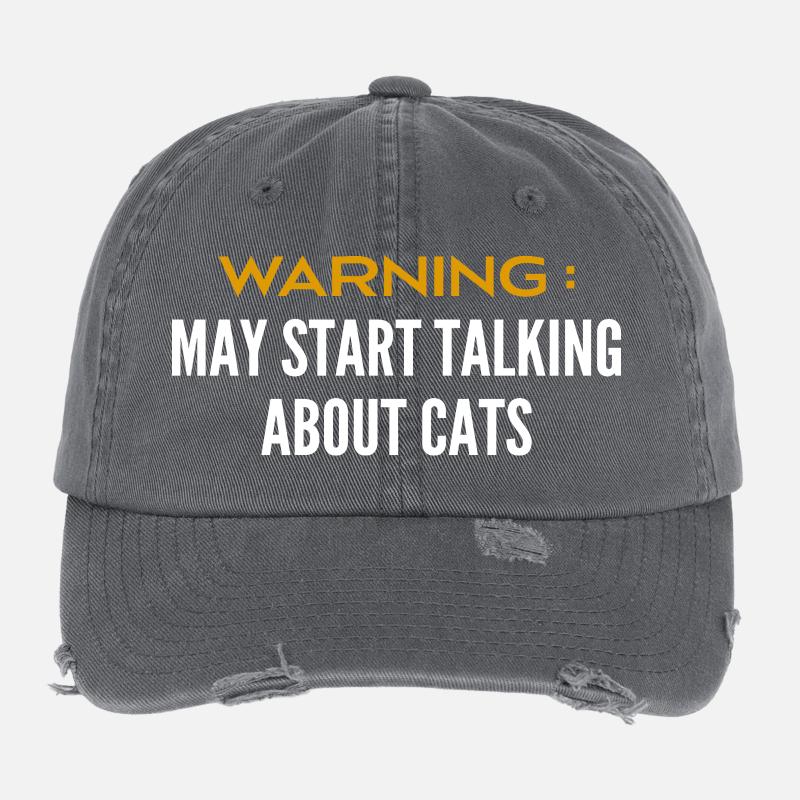 Attention peut parler de chats Casquette vintage effet usé Flexfit