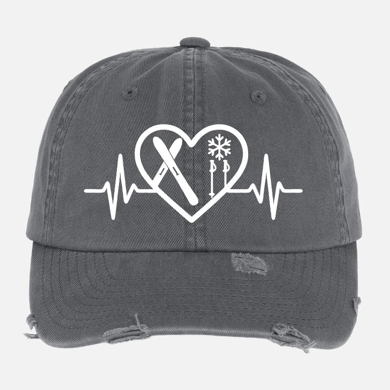 Ski Herz Ski Schneeflockenstöcke Flexfit Vintage Destroyed Cap