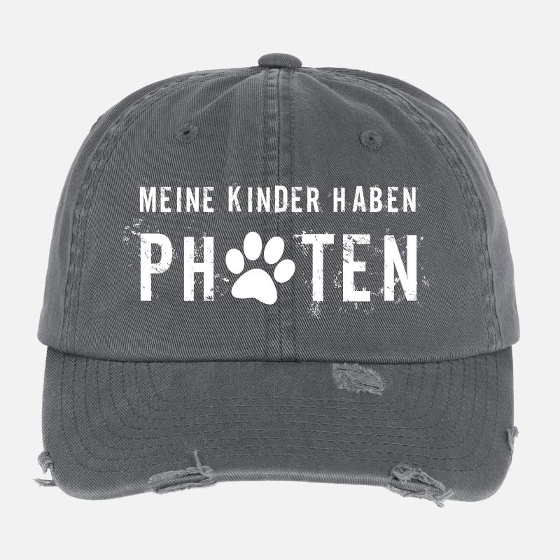 My child has paws Flexfit Vintage Destroyed Cap