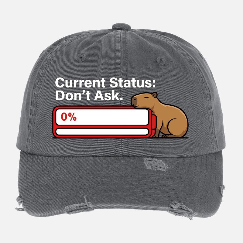 Capybara müde Batterie leerer Humor Flexfit Vintage Destroyed Cap