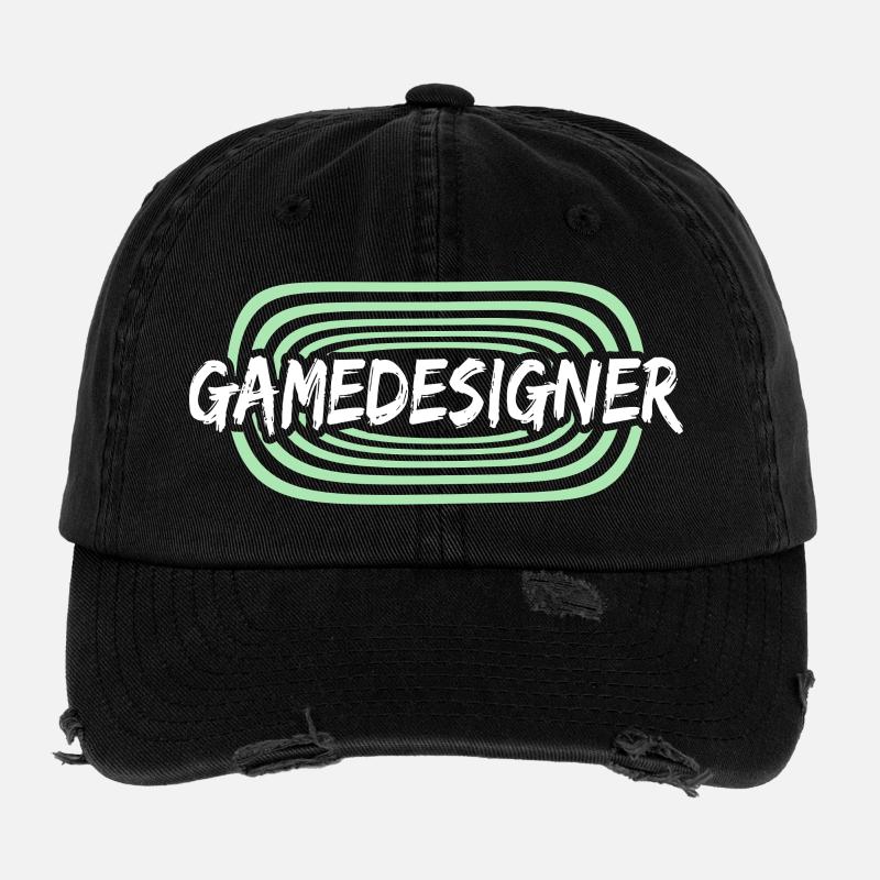 Gamedesigner als Arbeitskollege Flexfit Vintage Destroyed Cap