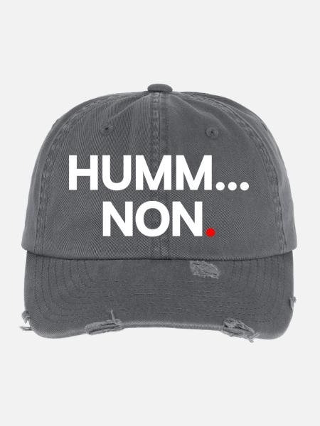 SUMM... NEIN | Minimalistischer humoristischer Ausdruck - Flexfit Vintage Destroyed Cap - Dunkelgrau - Vorne