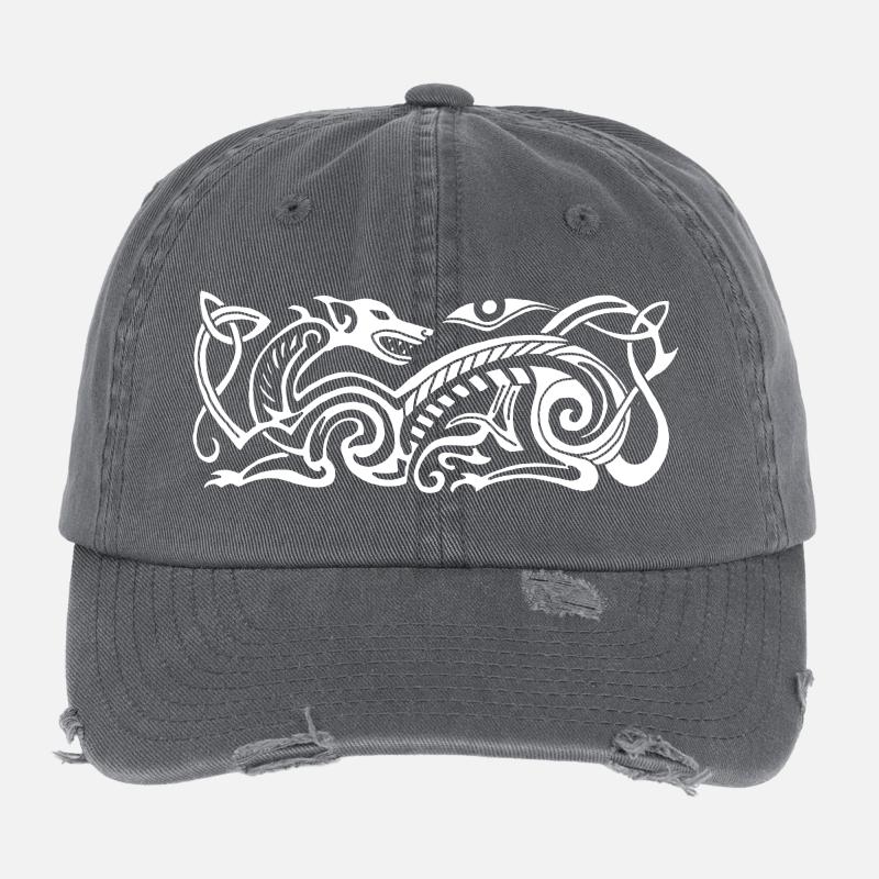 Keltischer Jagdhund (weiß) Flexfit Vintage Destroyed Cap