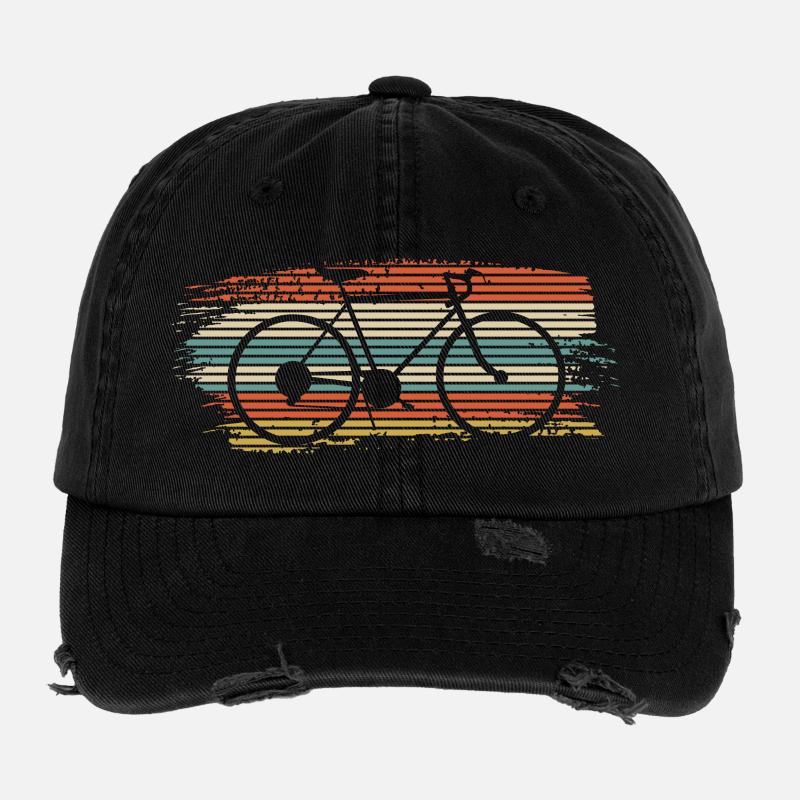 Rainbow Striped Bicycle Flexfit Vintage Destroyed Cap