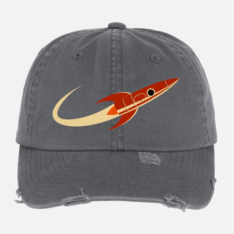 Rote Weltraumrakete Flexfit Vintage Destroyed Cap