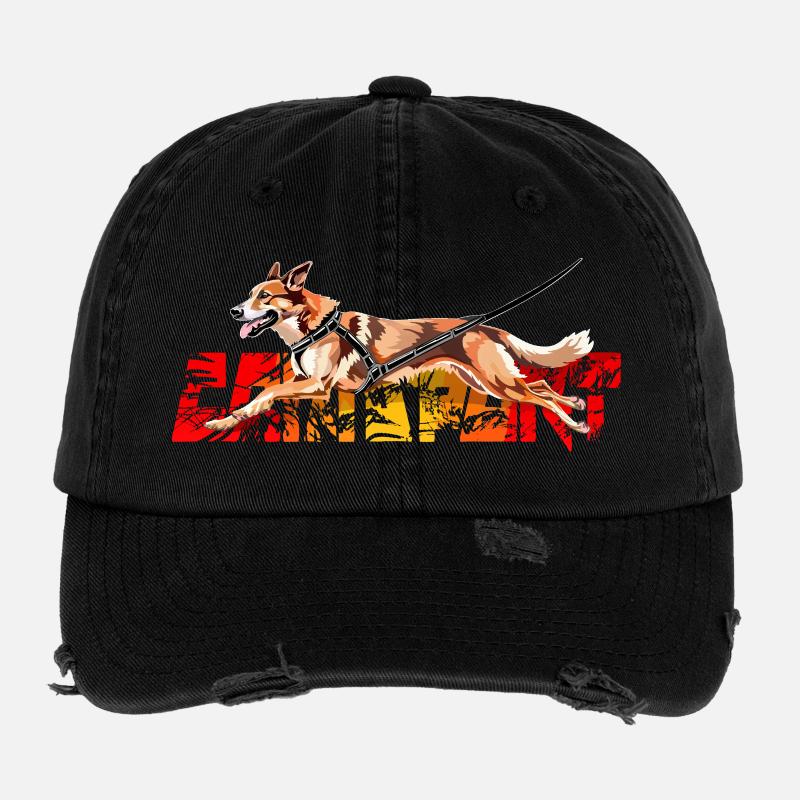 Chien en Action faisant du canicross Casquette vintage effet usé Flexfit