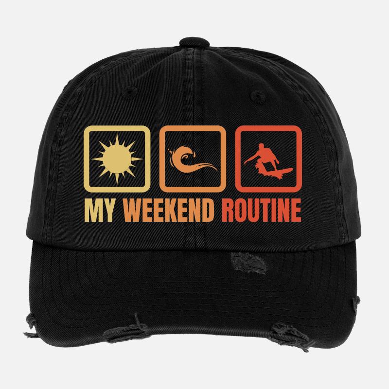 Routine du week-end de surf Casquette vintage effet usé Flexfit