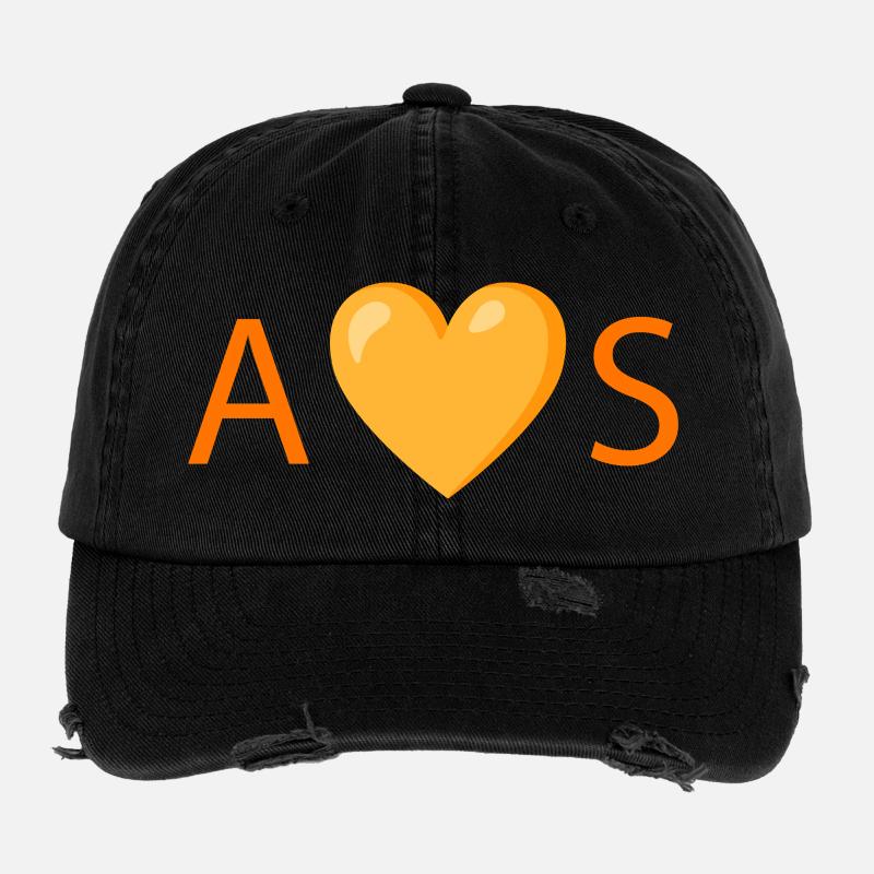 Bold Heart Shape with Lettering Design Flexfit Vintage Destroyed Cap