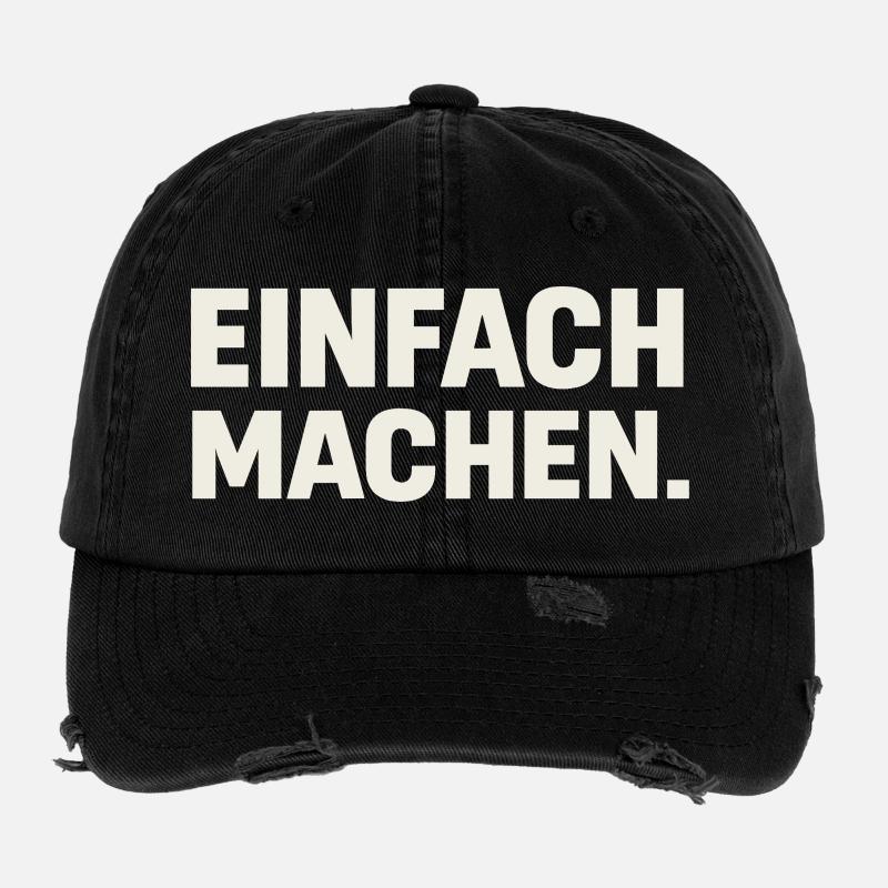Einfach Machen Großbuchstaben - Flexfit Vintage Destroyed Cap - Schwarz