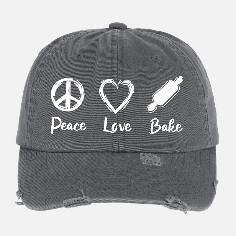 Peace Love Bake Flexfit Vintage Destroyed Cap