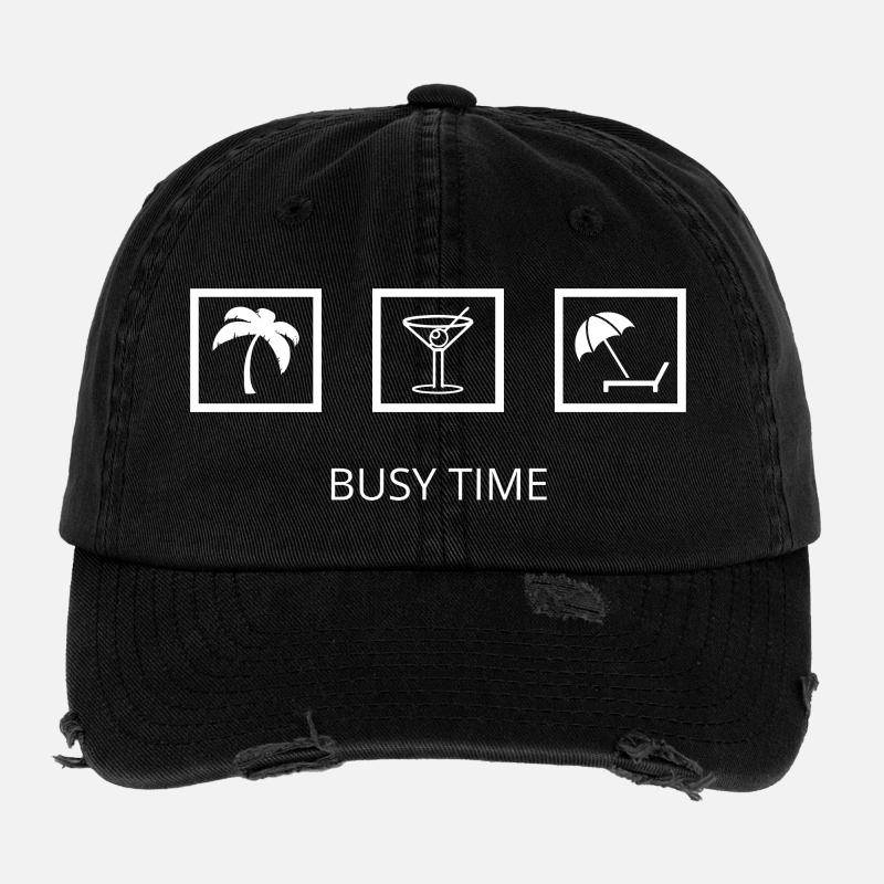 Busy time - vacances - Casquette vintage effet usé Flexfit - noir