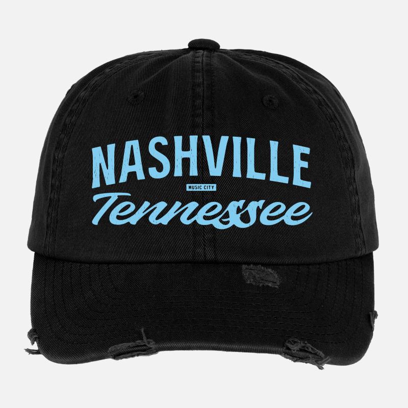 Nashville Script Blau Flexfit Vintage Destroyed Cap