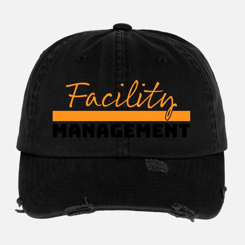 Tshirt Facility Management orange black Flexfit Vintage Destroyed Cap