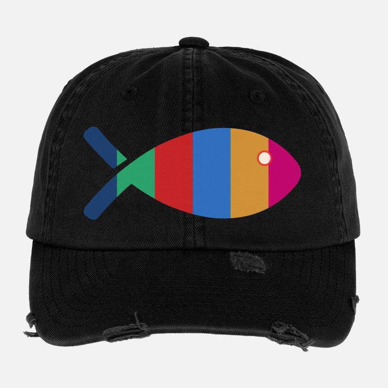FISH. SARDINE. APRIL FOOL. SEA. OCEAN. NAT Flexfit Vintage Destroyed Cap