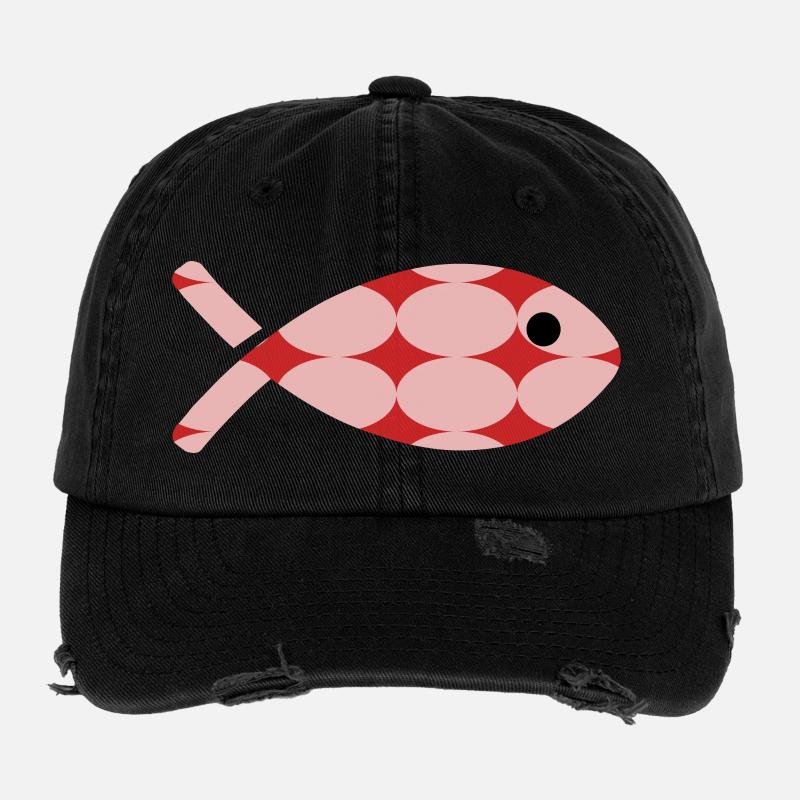 FISCH. GEDÄCHTNIS. SARDINE. APRILSCHERZ. MEER Flexfit Vintage Destroyed Cap