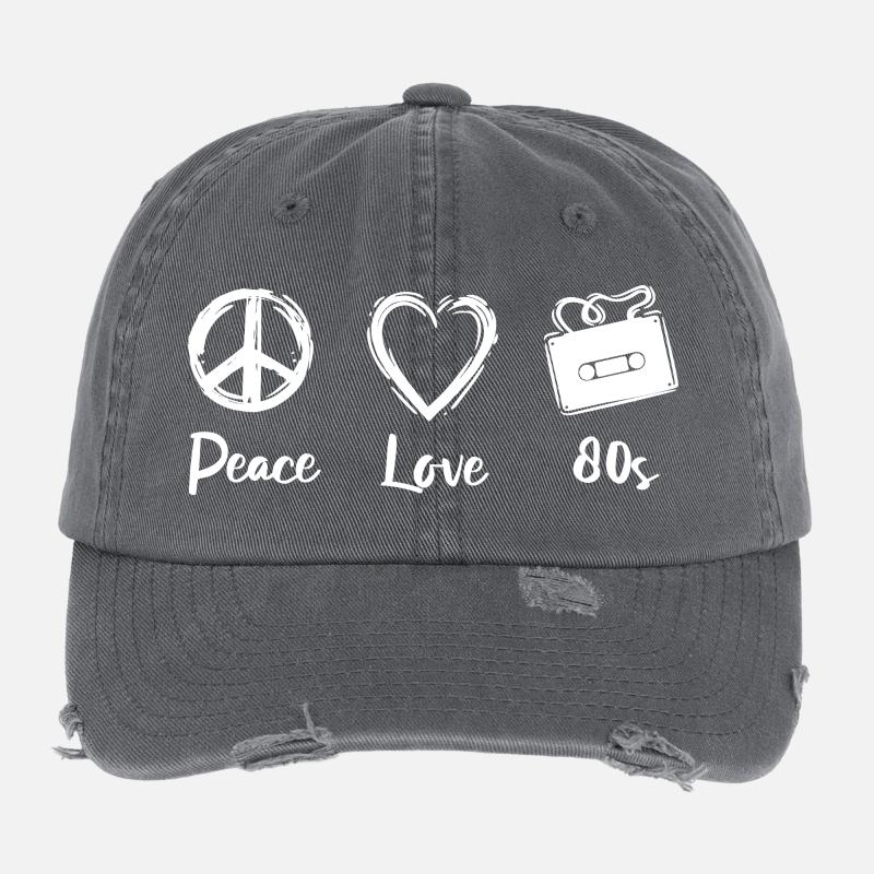 Frieden Liebe 80er Jahre Flexfit Vintage Destroyed Cap