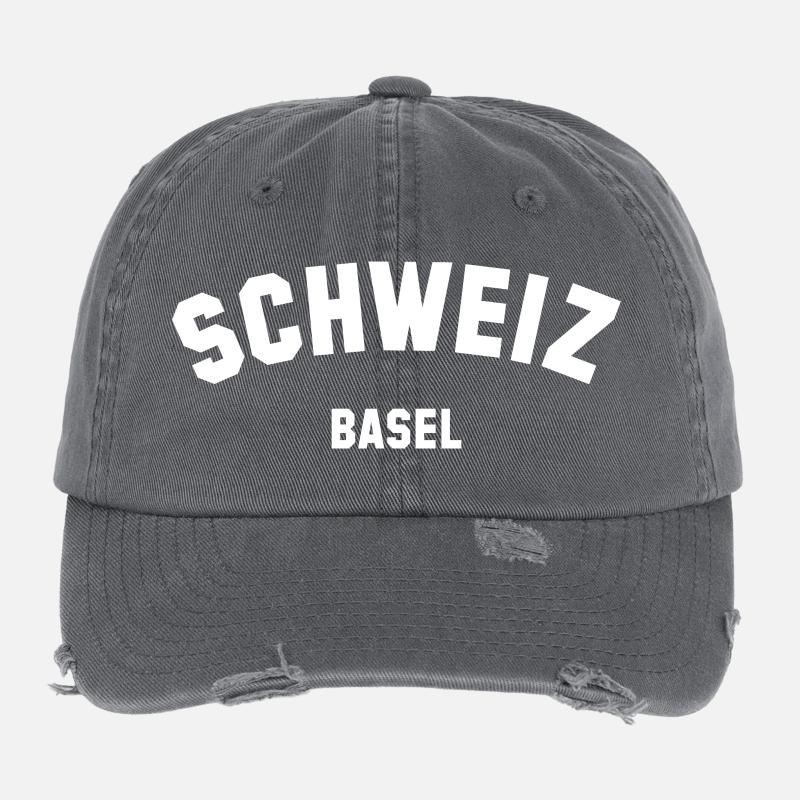 BASEL Switzerland Schweiz Flexfit Vintage Destroyed Cap