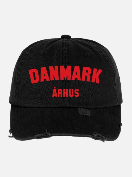 ARHUS Danmark, Danemark - Casquette vintage effet usé Flexfit - noir - Devant