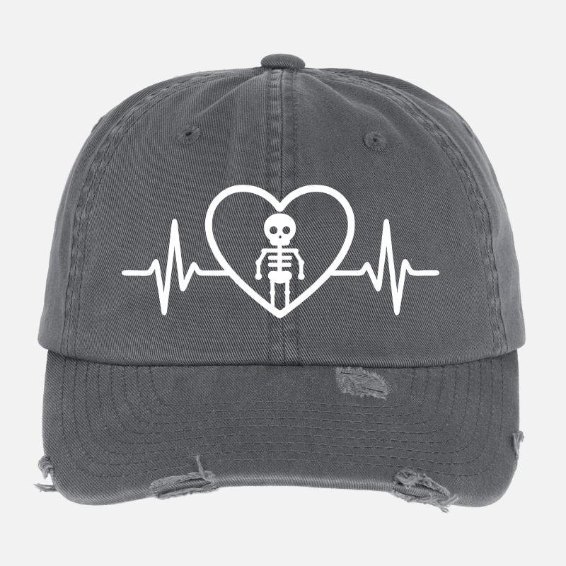 Squelette Halloween Cœur Casquette vintage effet usé Flexfit