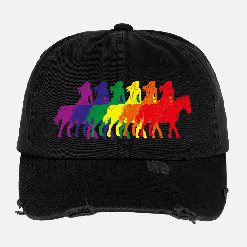 Regenbogen Reiter Silhouette Flexfit Vintage Destroyed Cap