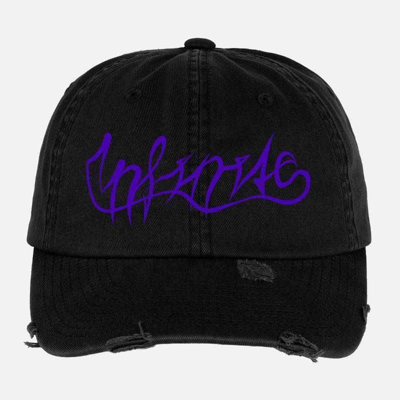 Purple Graffiti Lettering Pattern Flexfit Vintage Destroyed Cap