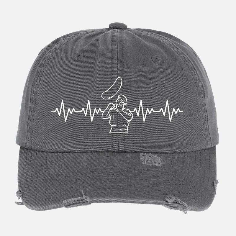 Pizzaiolo Pizza Maker Pizza ECG Heartbeat Flexfit Vintage Destroyed Cap