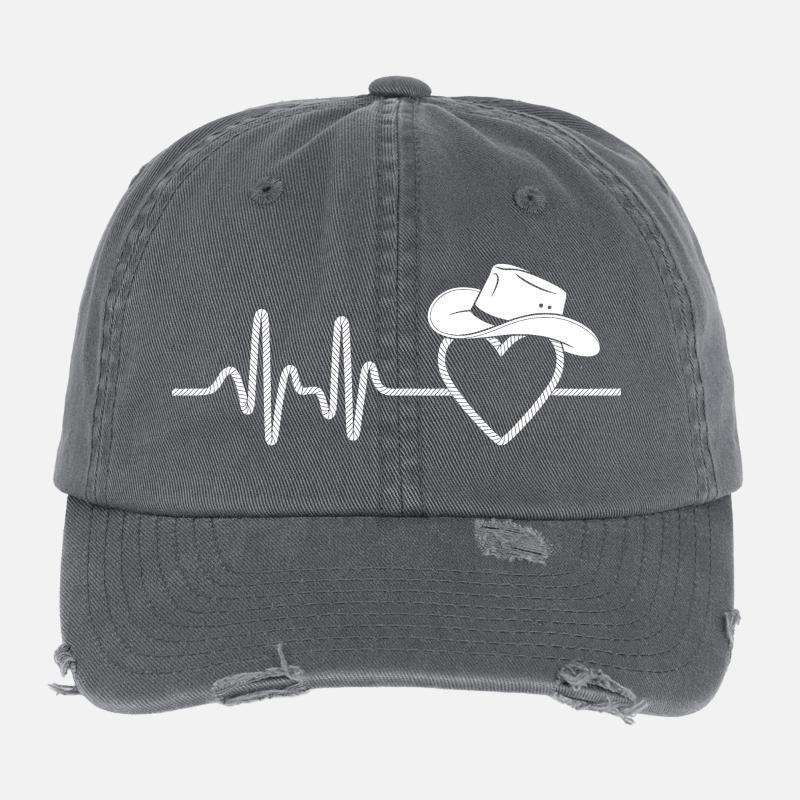 Battement de cœur avec silhouette de chapeau Casquette vintage effet usé Flexfit
