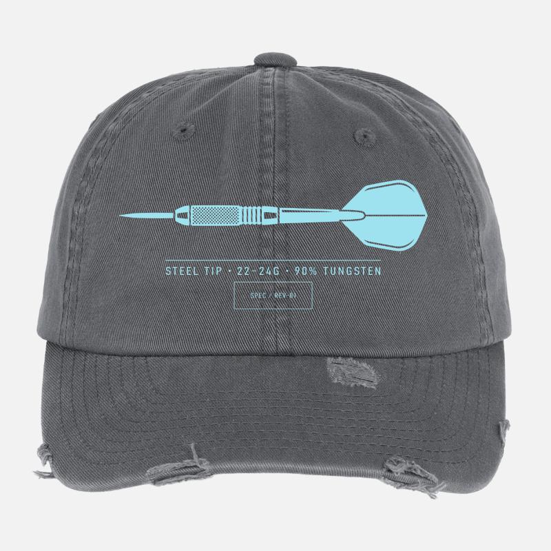 Dart Illustration Technical Blueprint Dart Flexfit Vintage Destroyed Cap
